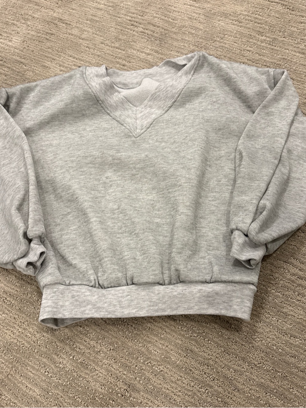 Classic Light Gray V-Neck Pullover Sweatshirt